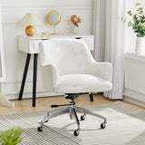Livingandhome Velvet Upholstered Wheeled Swivel Office Chair, JM2091