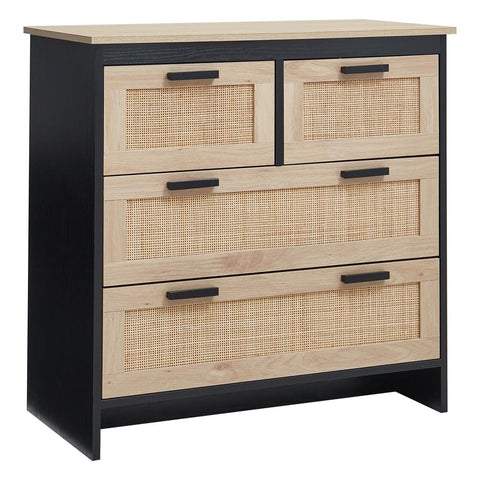 Livingandhome Wooden Storage Cabinet with Rattan Drawer Console Table, JM2194