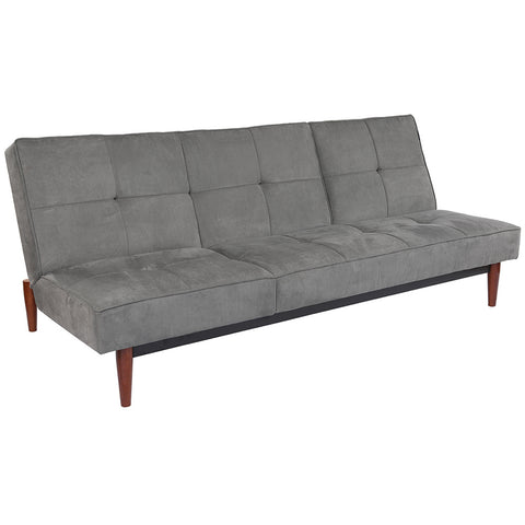 Livingandhome Faux Suede 3 Seater Upholstered Sofa Bed with Wood Legs, JM2199