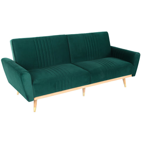 Modern Velvet 3 Seater Sofa Bed Recliner Couch with Wood Legs, JM2202