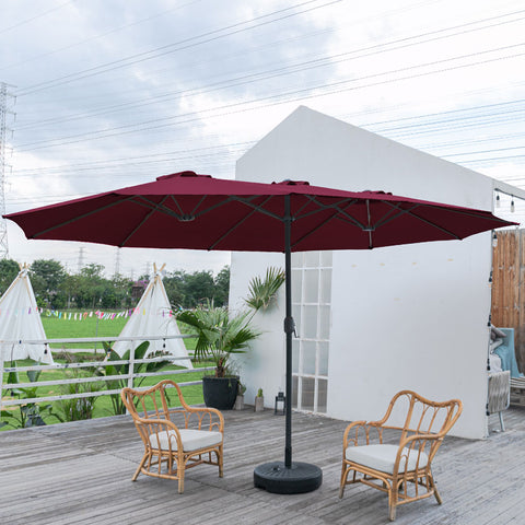 Large Double-sided Twin Garden Parasol with Crank, Round Base, LG0801LG0807
