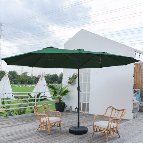 Large Double-sided Twin Garden Parasol with Crank, Round Base, LG0802LG0807