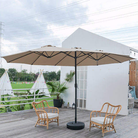 Large Double-sided Twin Garden Parasol with Crank, Round Base, LG0803LG0807