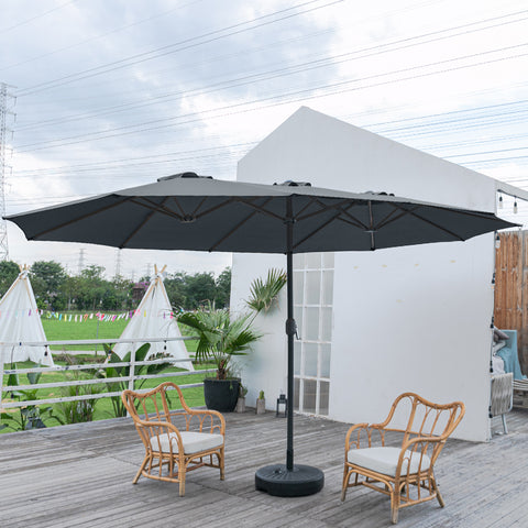 Large Double-sided Twin Garden Parasol with Crank, Round Base, LG0805LG0807