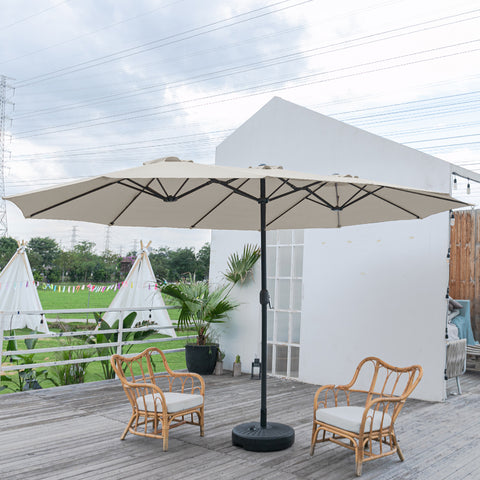 Large Double-sided Twin Garden Parasol with Crank, Round Base, LG0806LG0807