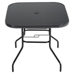 Livingandhome Metallic and Tempered Glass Garden Table with Parasol Hole Outdoor, LG0886