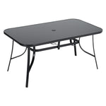 Livingandhome Metallic and Tempered Glass Garden Table with Parasol Hole Outdoor, LG0890