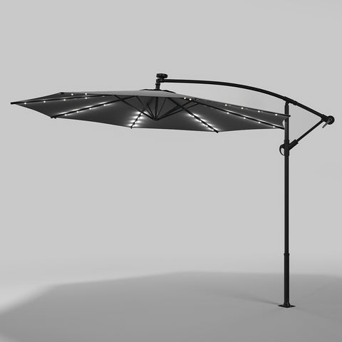 Outdoor 32 LED Lighted Patio Umbrella with Crank Lift System, LG0928