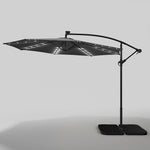 Outdoor 32 LED Lighted Patio Umbrella with Crank Lift System with Base, LG0928LG0533
