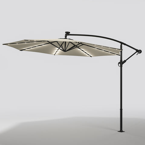 Outdoor 32 LED Lighted Patio Umbrella with Crank Lift System, LG0929