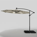 Outdoor 32 LED Lighted Patio Umbrella with Crank Lift System with Base, LG0929LG0533