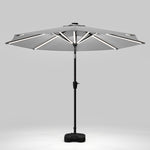 Large Solar Powered LED Patio Umbrella for Outdoor Garden Patio with Base, LG0930LG0455