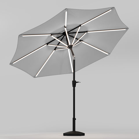 Large Solar Powered LED Patio Umbrella for Outdoor Garden Patio with Base, LG0930LG0882
