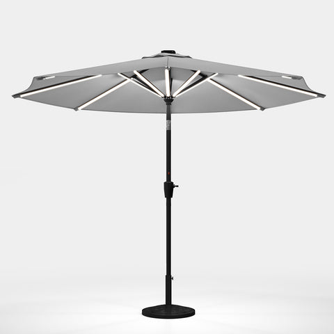 Large Solar Powered LED Patio Umbrella for Outdoor Garden Patio with Base, LG0930LG0883