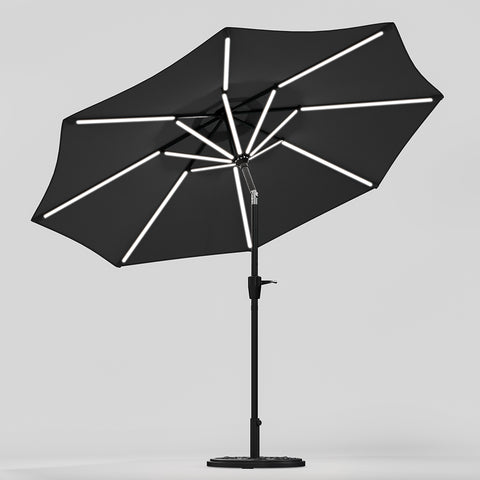 Large Solar Powered LED Patio Umbrella for Outdoor Garden Patio with Base, LG0931LG0454
