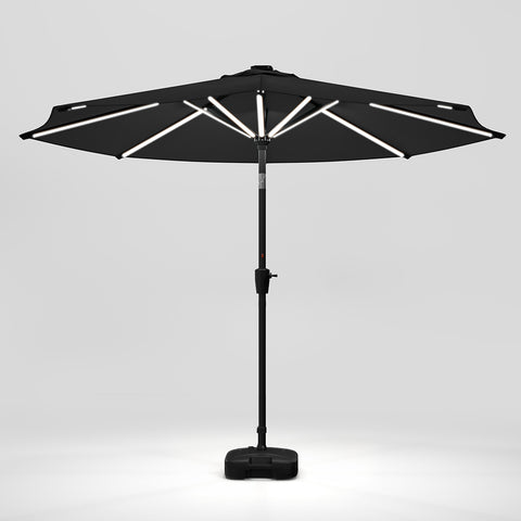 Large Solar Powered LED Patio Umbrella for Outdoor Garden Patio with Base, LG0931LG0455