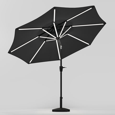 Large Solar Powered LED Patio Umbrella for Outdoor Garden Patio with Base, LG0931LG0882