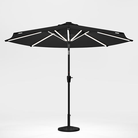 Large Solar Powered LED Patio Umbrella for Outdoor Garden Patio with Base, LG0931LG0883