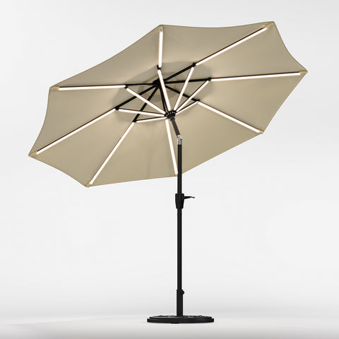 Large Solar Powered LED Patio Umbrella for Outdoor Garden Patio with Base, LG0932LG0454
