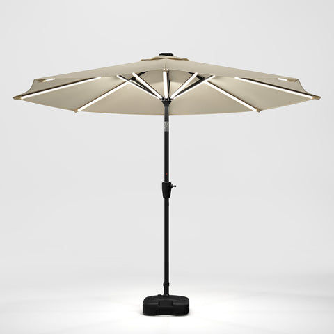 Large Solar Powered LED Patio Umbrella for Outdoor Garden Patio with Base, LG0932LG0455