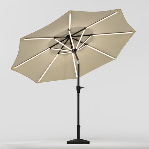 Large Solar Powered LED Patio Umbrella for Outdoor Garden Patio with Base, LG0932LG0882