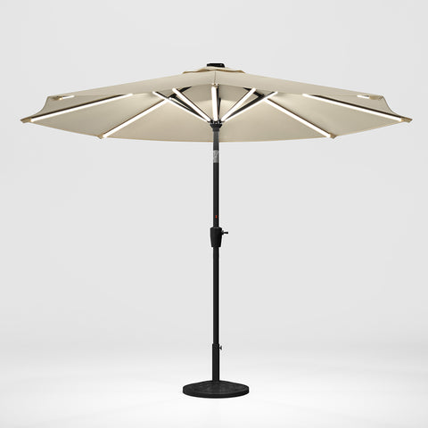 Large Solar Powered LED Patio Umbrella for Outdoor Garden Patio with Base, LG0932LG0883