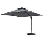 Livingandhome Outdoor Large 3M LED Cantilever Parasol with Base, LG1016LG0884