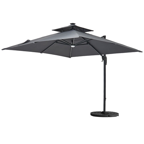 Livingandhome Outdoor Large 3M LED Cantilever Parasol with Base, LG1016LG0884