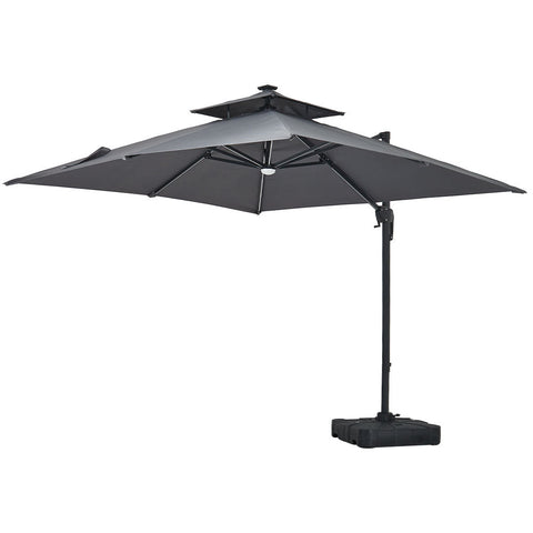Livingandhome Outdoor Large 3M LED Cantilever Parasol with Base, LG1016LG0809
