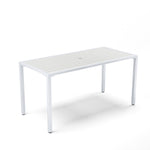 Livingandhome 150cm Rectangular Outdoor Dining Table with Parasol Hole White, LG1021