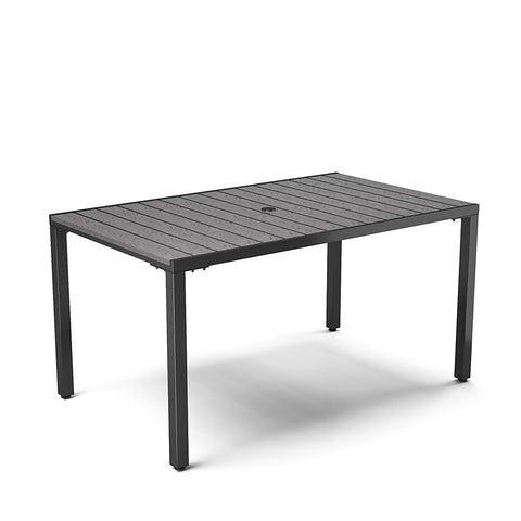 Livingandhome 150cm Wood Effect Garden Dining Table with Parasol Hole Grey, LG1026