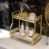 Livingandhome 2 Tier Kitchen Bathroom Storage Organiser Rack Gold, WZ0081