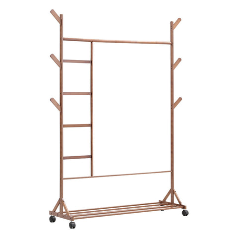 Livingandhome Bamboo Clothes Rack with Bottom Shelf Shoe Clothing Organizer, SW0372