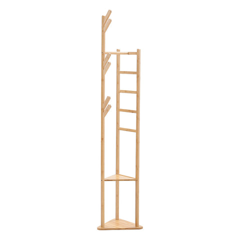 Livingandhome Bamboo Coat Rack Stand Coat Standing Tree for Entryway Bedroom Office, SW0373