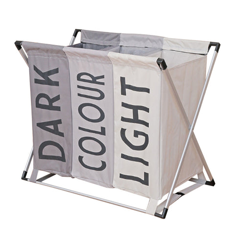 Aluminium Foldable Laundry Sorter Triple Section Light & Dark Colour, WH0551