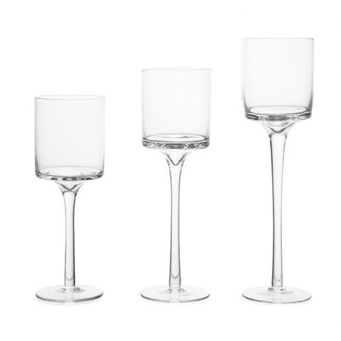 Set of 3 Glass Candlestick Tealight Candle Holders Table Centrepiece, WH0669