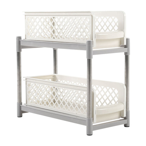2 Tier Shelf Corner Organizer Bathroom Caddy Kitchen Storage Rack White, WH0741