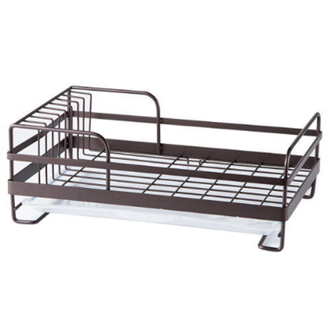 Kitchen Metal Dish Drainer Rack with Removable Drip Tray Brown, WH0781