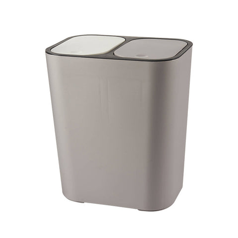 Kitchen 15L Rubbish Dustbin Double Recycling Bin 2 Section Grey, WH0839