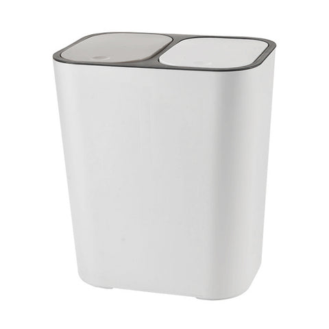 Kitchen 15L Rubbish Dustbin Double Recycling Bin 2 Section White, WH0840