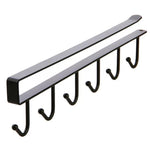 Cups Storage 6 Hooks Kitchen Utensil Hanging Hook Rack Holder Under Cabinet Closet Black, WH0858