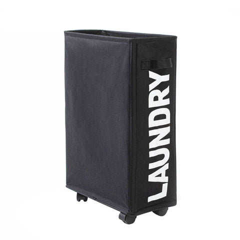 Rolling Slim Laundry Hamper on Wheels Clothes Basket for Bedroom Bathroom Black, WH0910