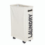 Rolling Slim Laundry Hamper on Wheels Clothes Basket for Bedroom Bathroom Beige, WH0911