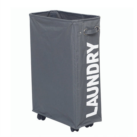 Rolling Slim Laundry Hamper on Wheels Clothes Basket for Bedroom Bathroom Dark Grey, WH0913