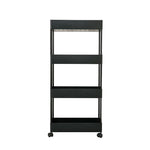 4 Tiers Shelf Trolley Cart Storage Rack for Kitchen Bathroom Black, WH0943
