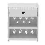Hollow Carved Flower Pattern Side Table Nightstand with Drawer for Bedroom, WH1023