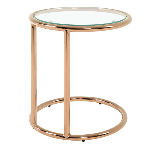 Clear Tempered Glass Round Side Table with Metal Base, DM0162