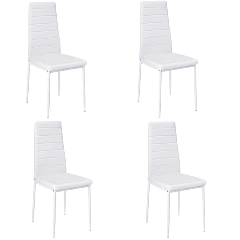 Set of 4 Modern Faux Leather Armless High Back Dining Chairs, FD240074