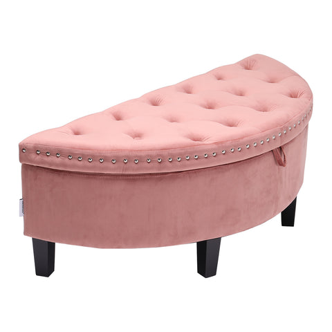 Classic Semi Circle Storage Ottoman with Wooden Legs, ZH0852