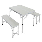 Livingandhome Aluminum Portable Folding Camping Table and Benches Set, CX0118